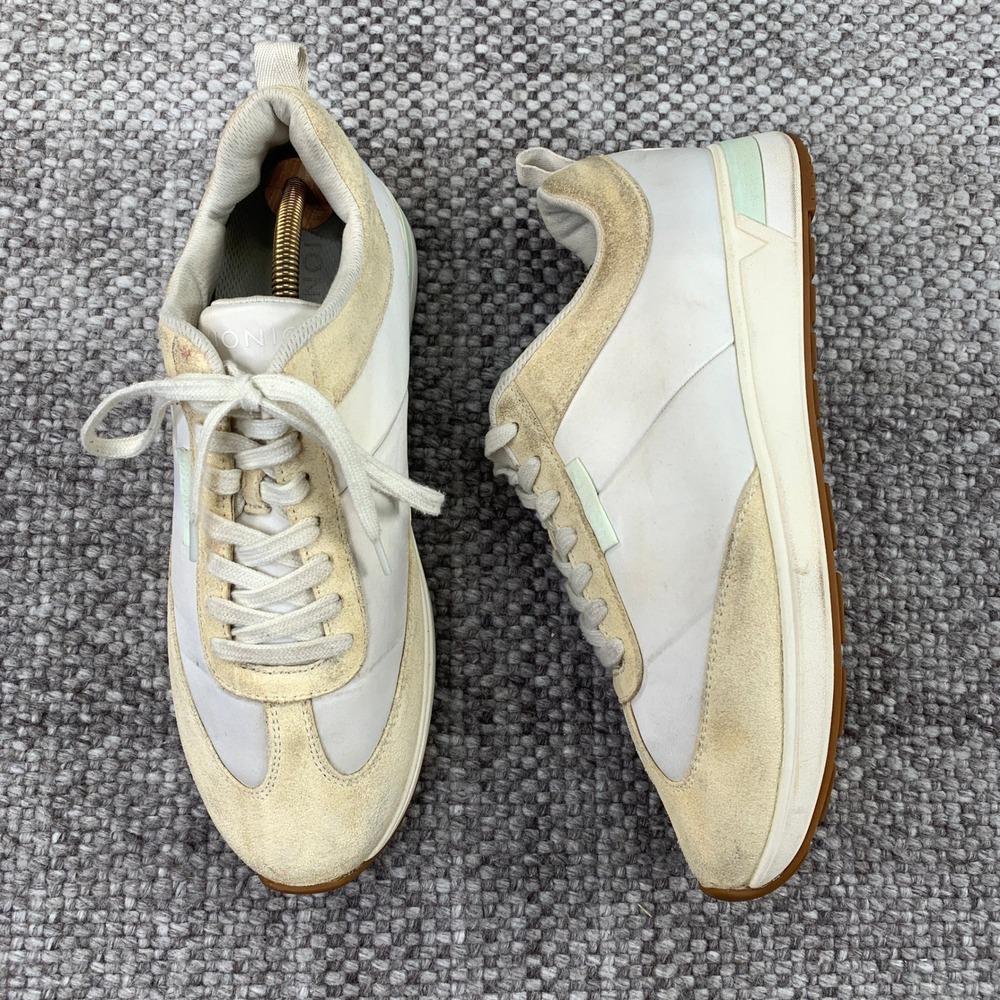 Vionic Breilyn Sneakers Women 11 Cream White Leather Orthotic Walking Shoes